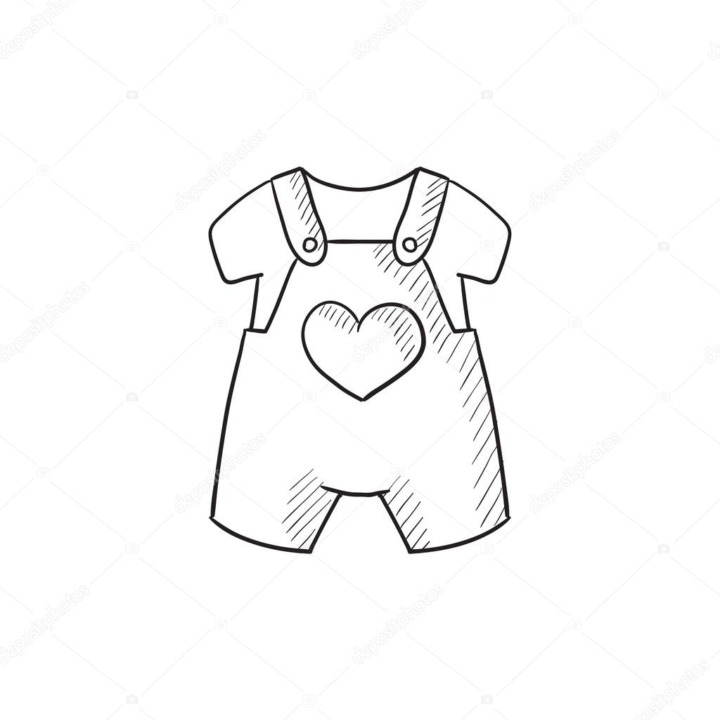 1024x1024 Baby Overalls And Shirt Sketch Icon. Stock Vector Rastudio