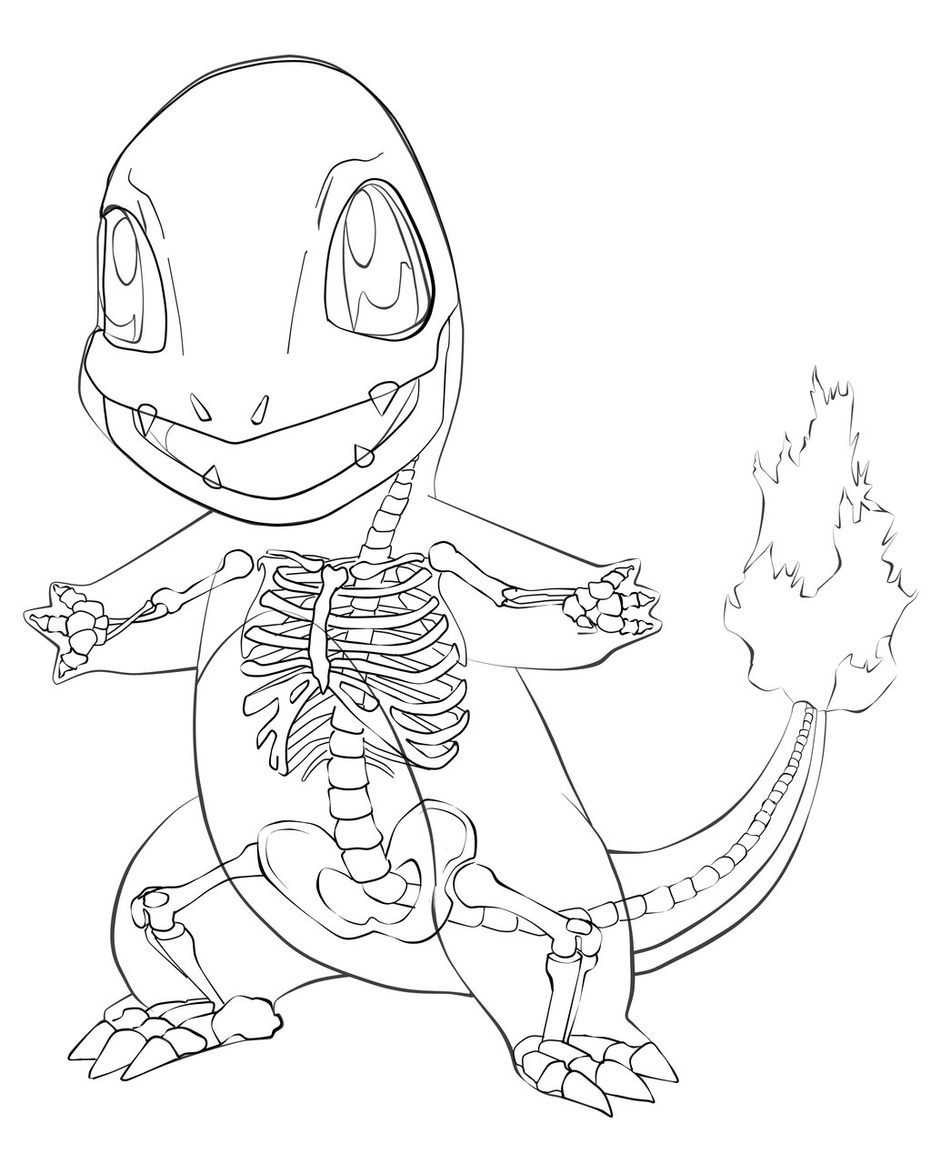 1024x1280 Charmander Skeleton Overlay By Lily Of The Valley53 Lineart