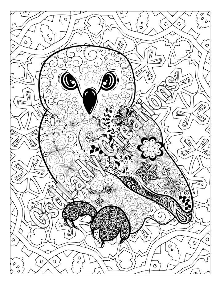 714x924 Owl, Animal Art Page To Color, Zentangle Animal, Zentangle Drawing