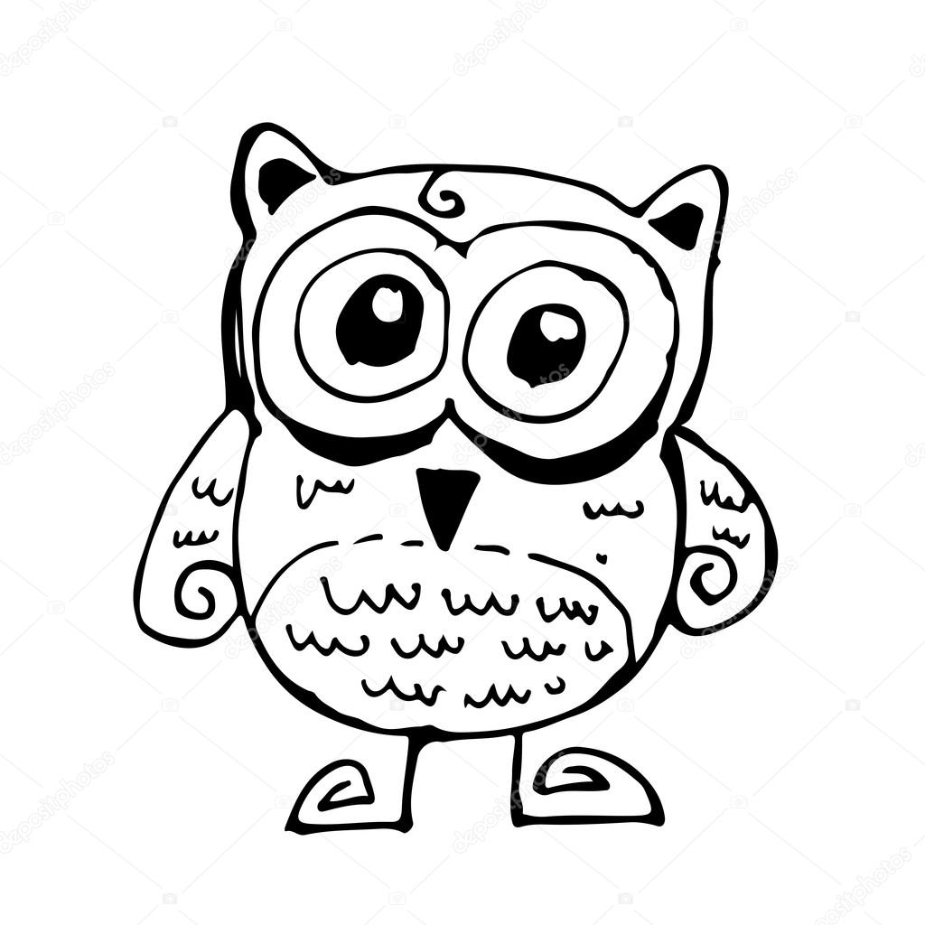 1024x1024 Doodle Owl Icon Design Stock Vector Porjai