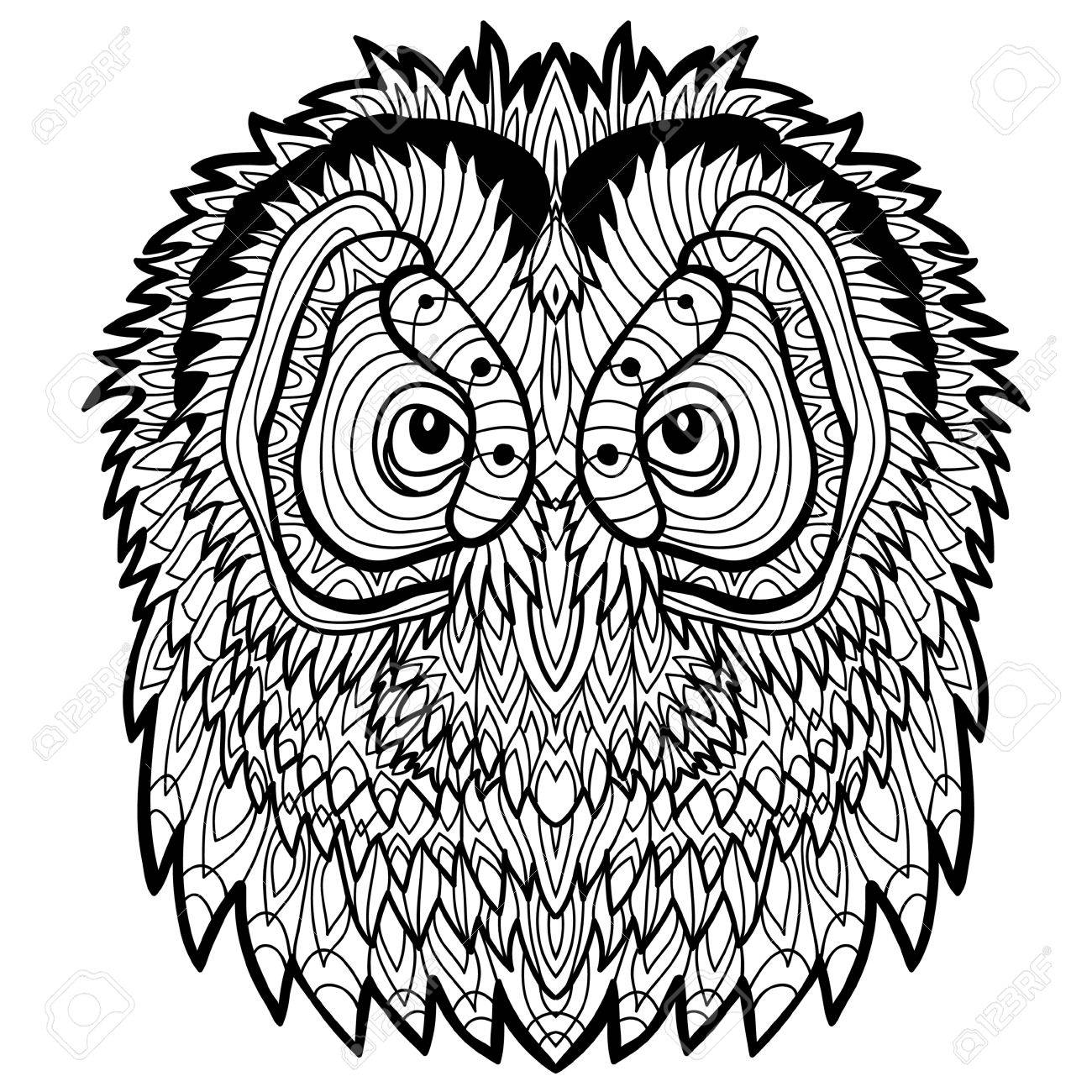 1300x1300 Owl's Head On A White Background. Element For Your Design. Cards