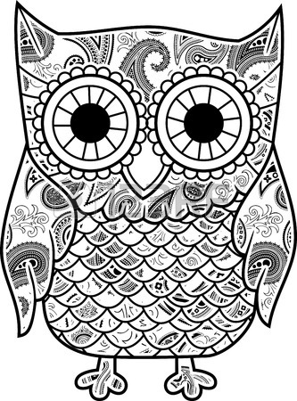 333x450 Abstract Decorative Owl With Paisley Pattern Isolated On White