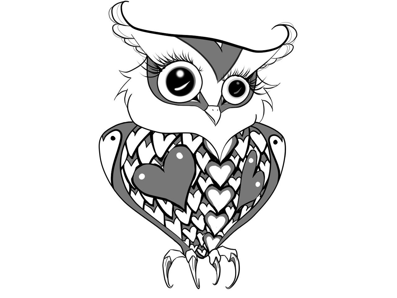 1280x960 Gothic Owl Drawing Free Designs