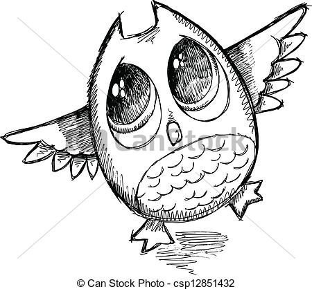 450x418 Cute Sketch Doodle Owl Vector