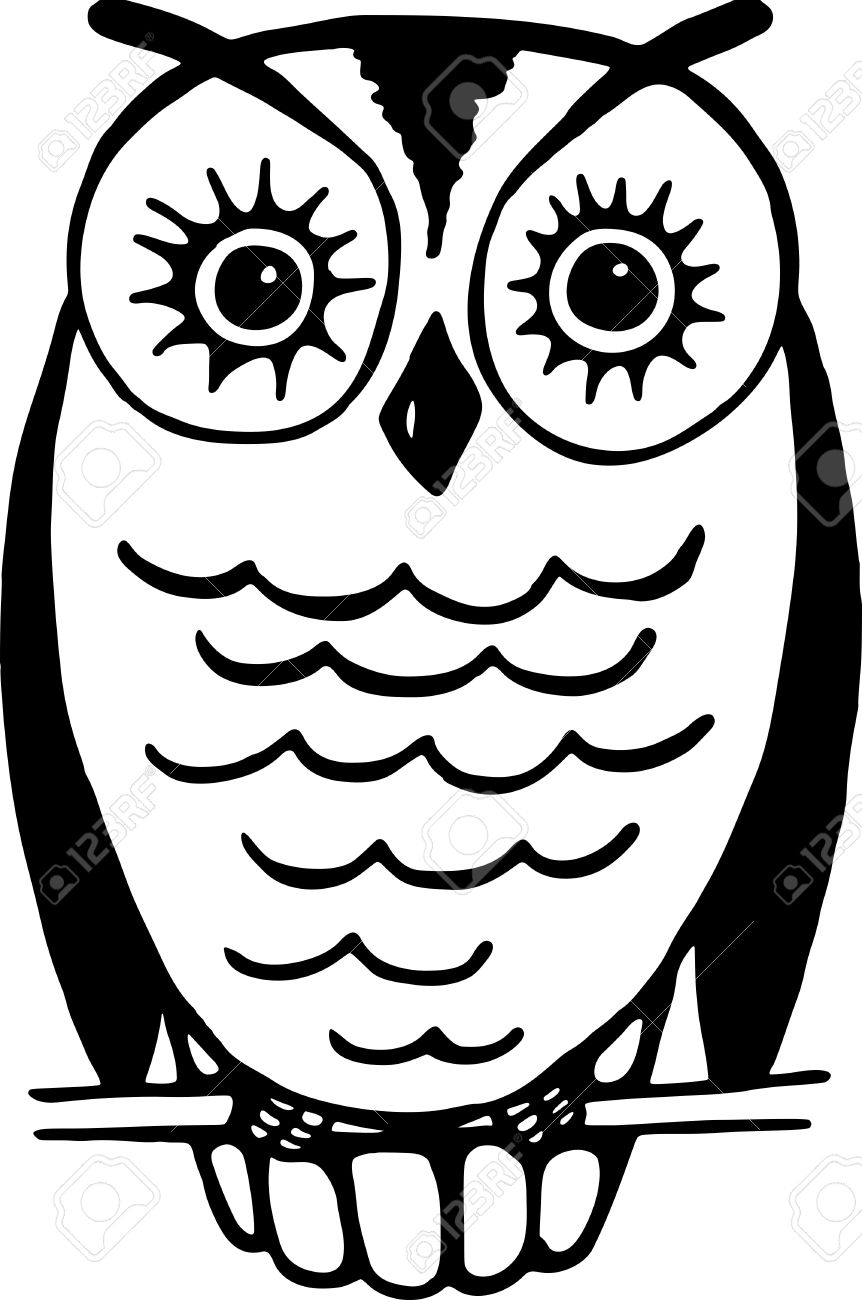 862x1300 Simple Black And White Line Drawing Of An Owl Resting On A Wire