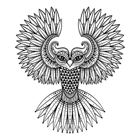 450x450 Hand Drawn Magic Owl Sitting On Branch For Adult Anti Stress