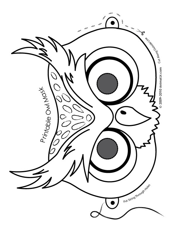 612x792 Owl Cute Printable Halloween Animal Paper Masks Mask Coloring Page