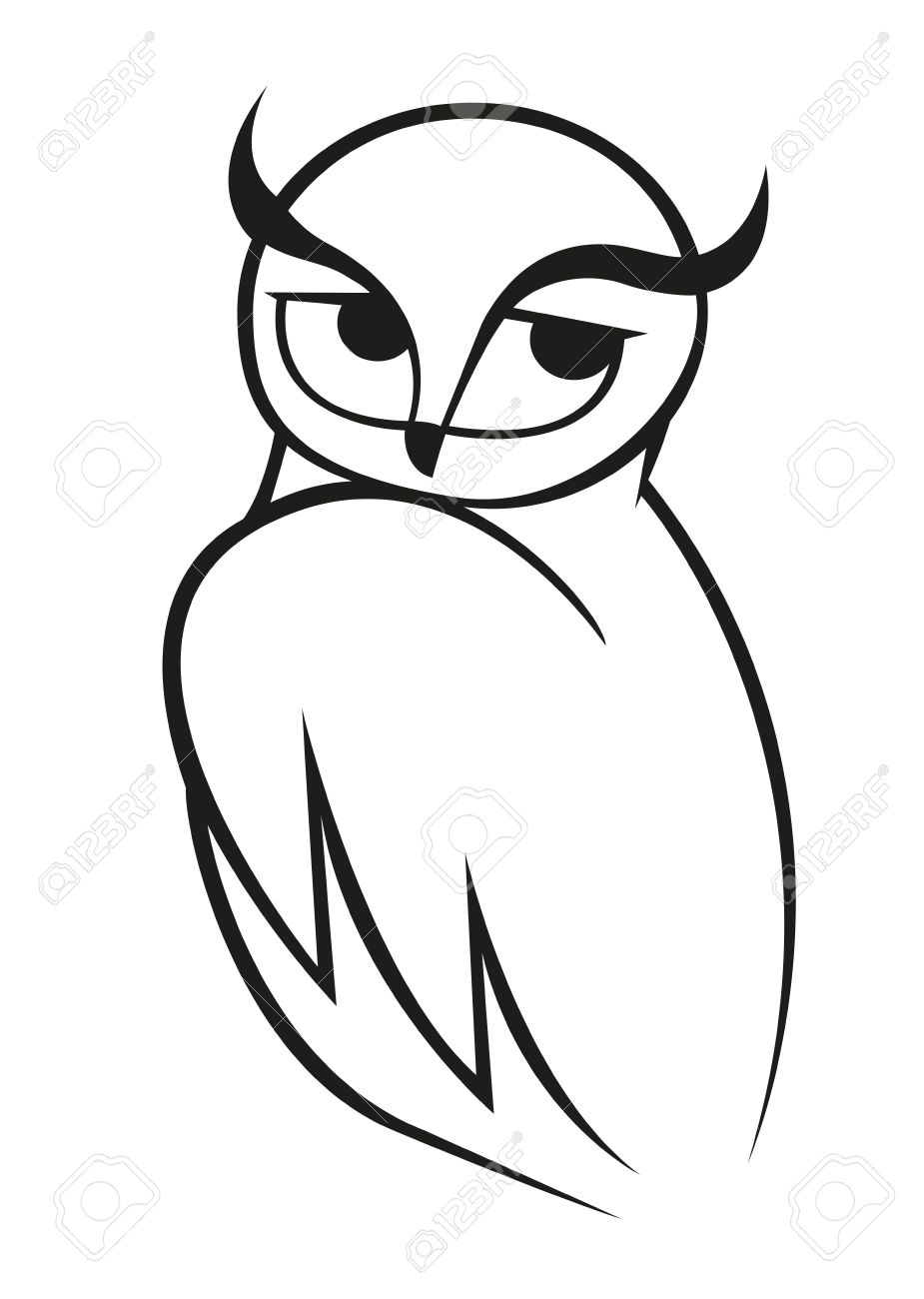 925x1300 Wise Owl Vector Doodle Sketch In Black And White Looking Over