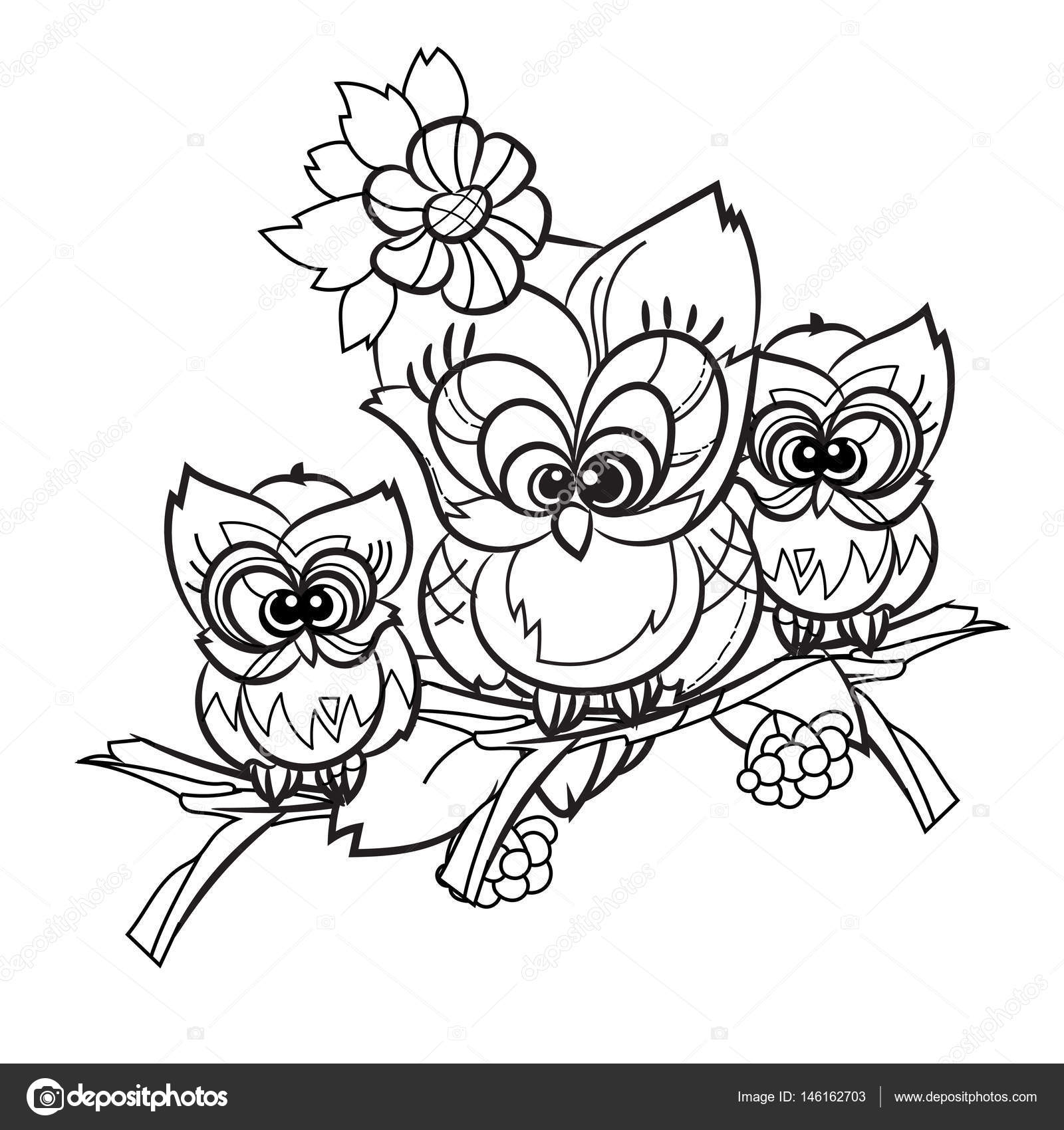 1600x1700 Pretty Owl On Tree Branch Stock Vector Yazzik