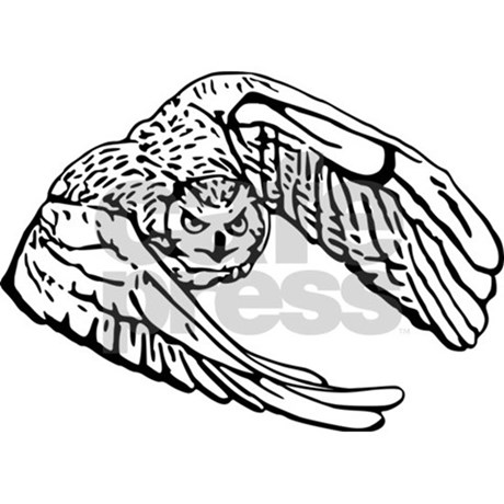 460x460 Owl In Flight Drawing Outline Queen Duvet By Admin Cp12477603