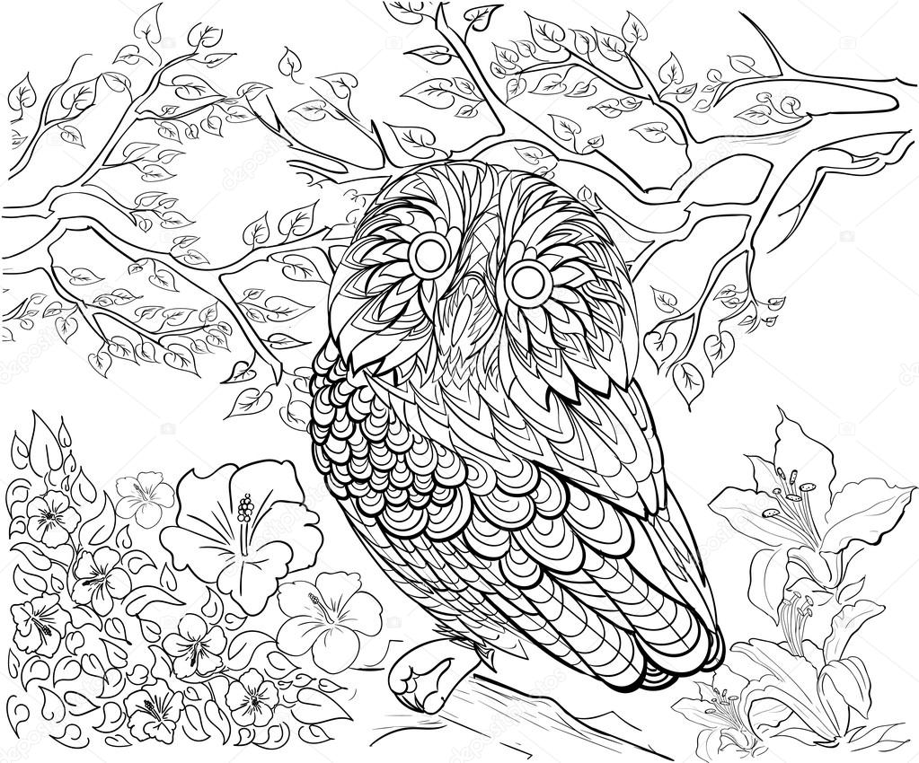 1023x850 Hand Drawn Ink Pattern. Coloring Book Coloring For Adult Owl