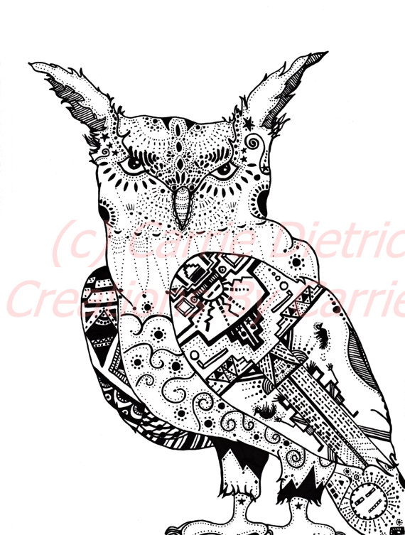 570x753 Owl Art, Owl Drawing, Owl Illustration, Pen And Ink Drawing, Black