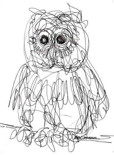 367x500 Owl Sketch By Mark Scribbler