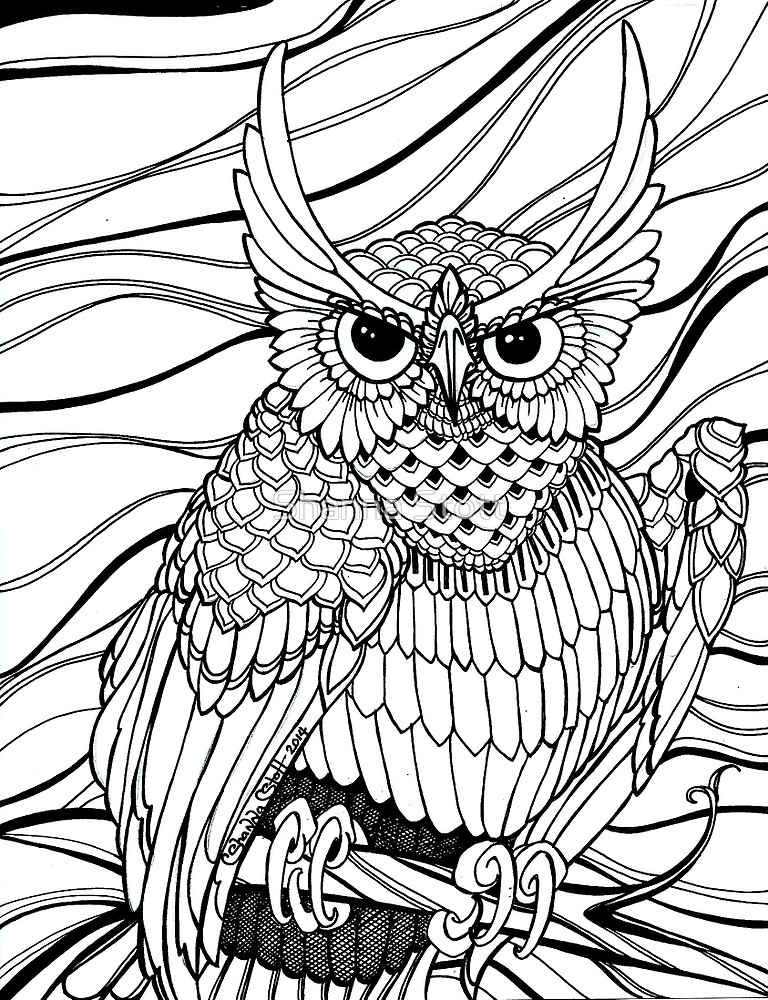 768x1000 Gruff Tufted Great Horned Owl Tattoo Flash Ink Artwork By Shanna