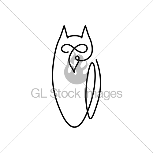 500x500 Vector Continuous Line Drawing Bird Owl. Owl Logo Design Gl