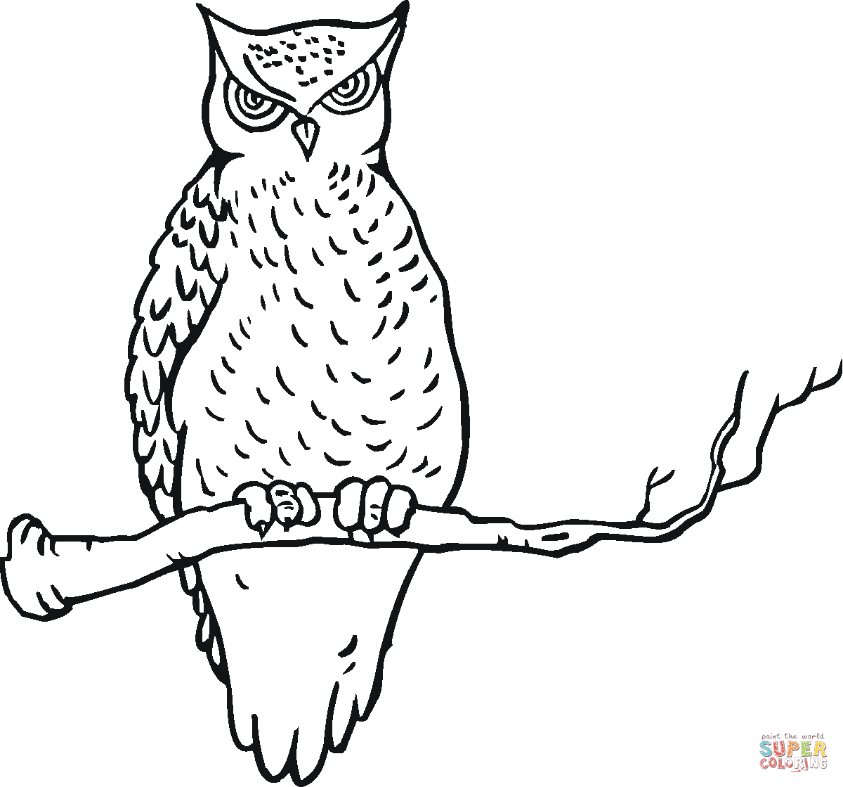 1200x1119 Owl On The Tree Coloring Page Free Printable Coloring Pages