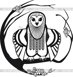 285x300 And White Owl Sitting On Branch Tree Sakura