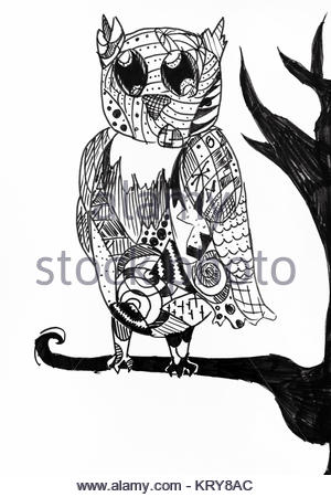 300x450 Hand Drawn Owl Doodle Art Stock Vector Art Amp Illustration, Vector