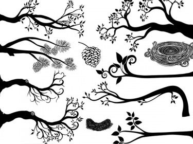 375x280 Owl On Limb Clipart Black And White