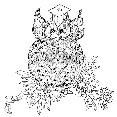 450x450 Small Owls On Apple Tree Christmas Branch Hand Drawn Doodle