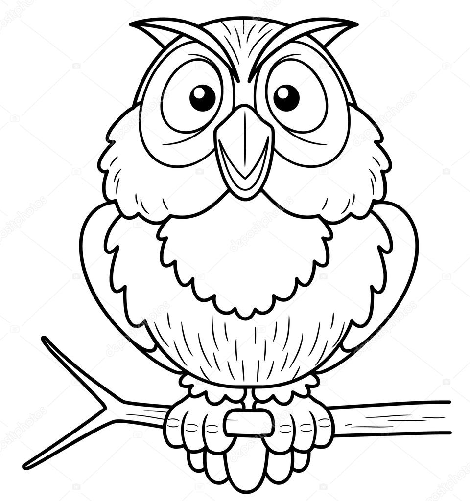 960x1024 Cartoon Owl Sitting On Tree Branch Stock Vector Sararoom