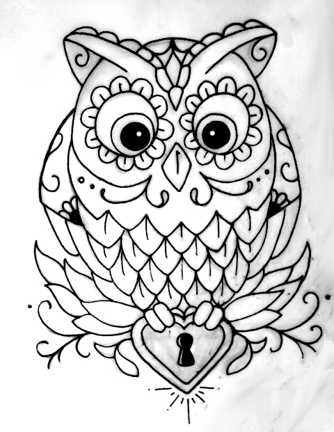 480x621 Owl Sugar Skull Drawing