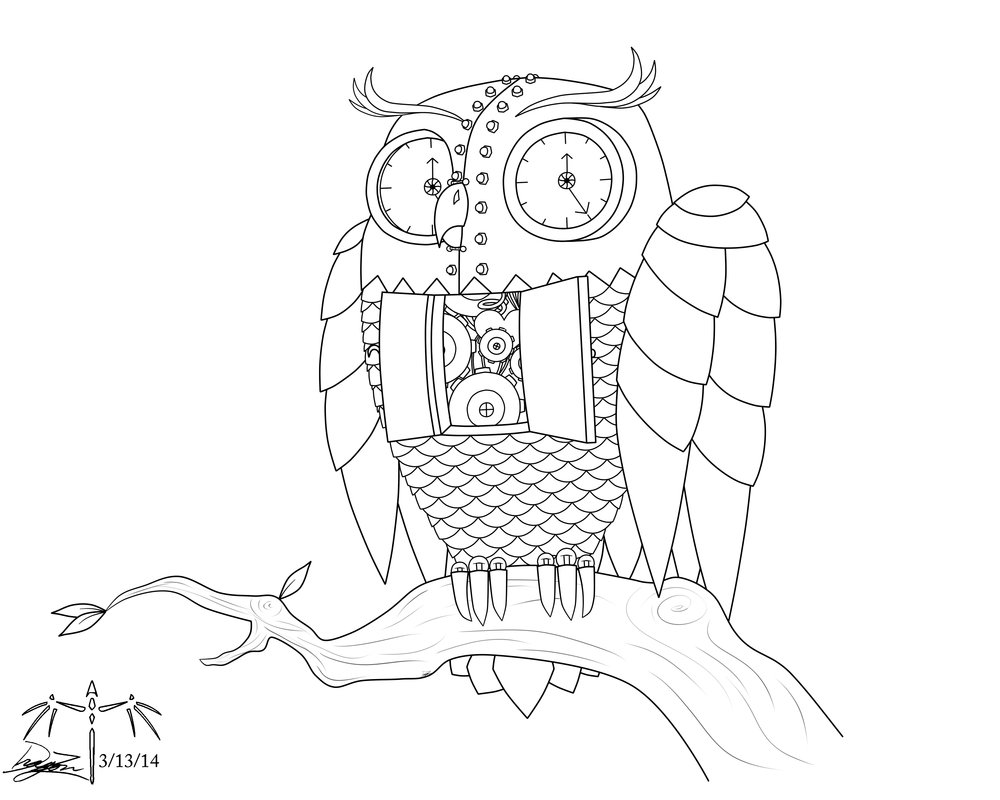 1000x800 Steampunk Owl Tattoo Design By Dizzidragonz