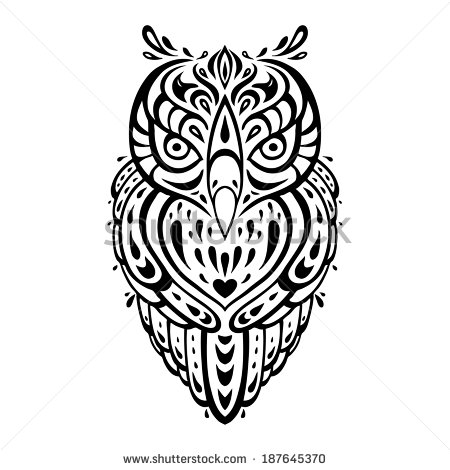 450x470 Owl. Tribal Pattern. Polynesian Tattoo. Vector Illustration