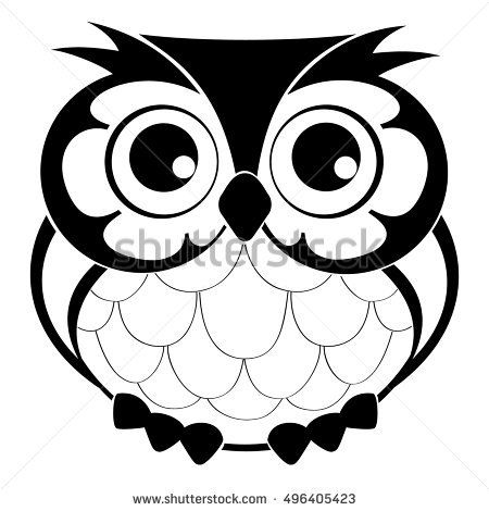 450x470 Cute Decorative Vector Owl. Line Drawing Sketch For T Shirt Emblem