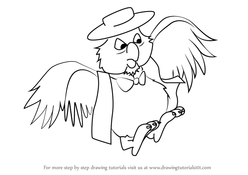 800x566 Learn How To Draw Deacon Owl From The Rescuers (The Rescuers) Step