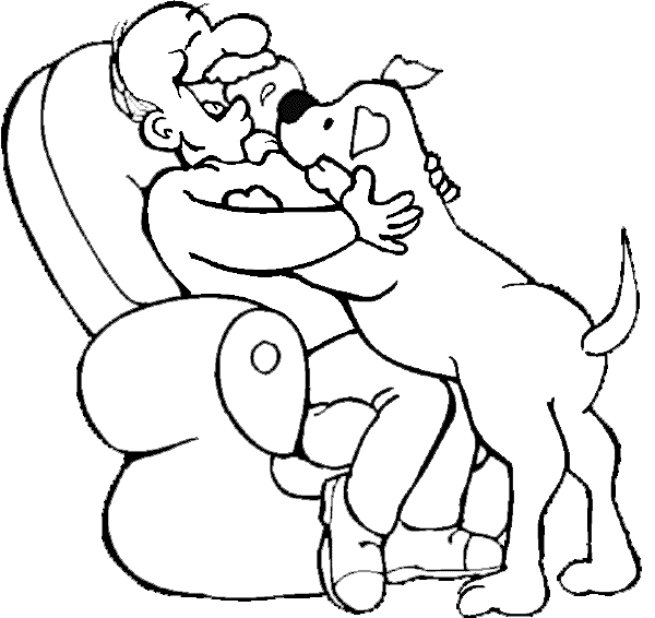 600x566 Dog Coloring Pages Color This Picture Of Dog Giving His Owner