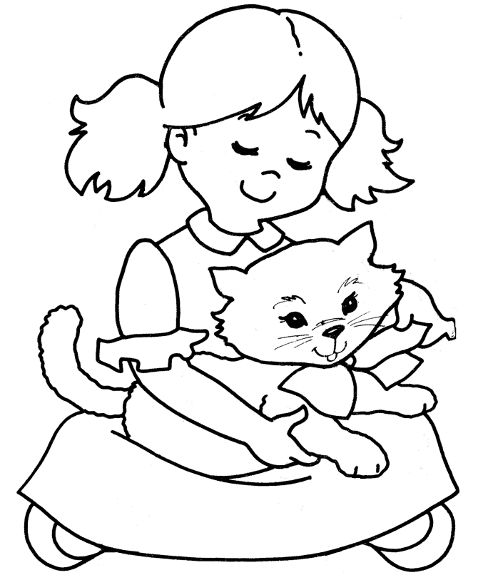 670x820 A Cat On His Owner Lap Coloring Page Animal Pages