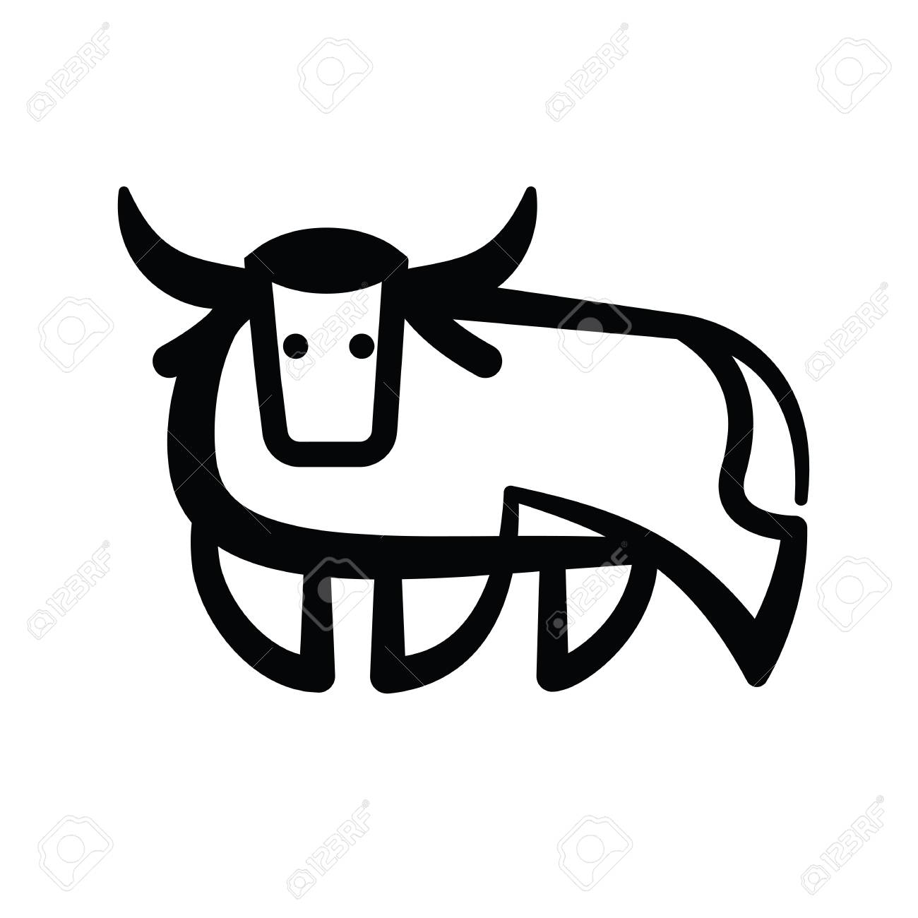 1300x1300 Linear Stylized Drawing Of Bull Ox Or Cow