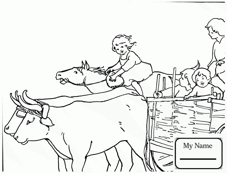 765x583 Ox Mammals Girl Rides Oxen Coloring Pages