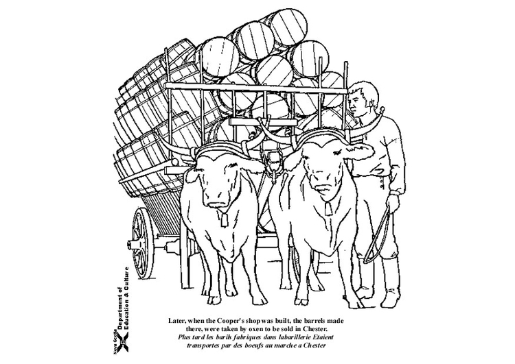 750x531 Coloring Page Oxen With Cart