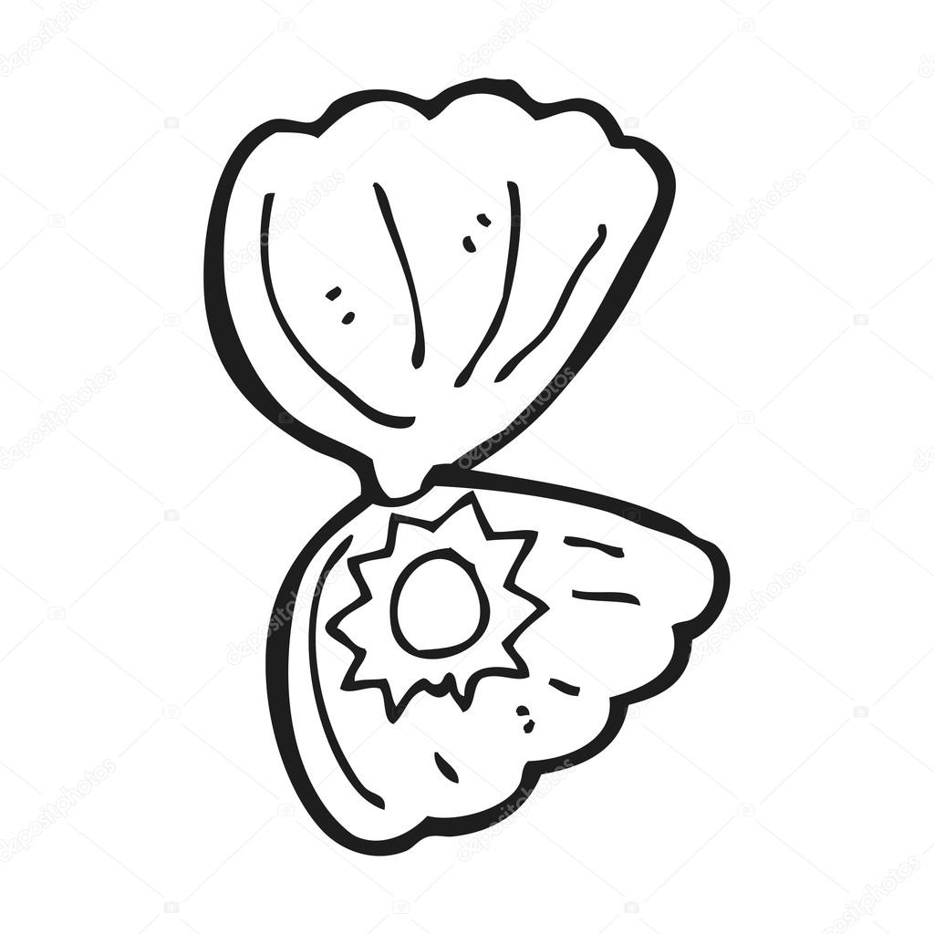 1024x1024 Cartoon Oyster Shell With Pearl Stock Vector Lineartestpilot