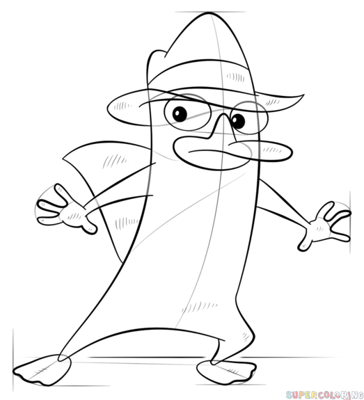 523x575 How To Draw Perry The Platypus Agent P Step By Step Drawing