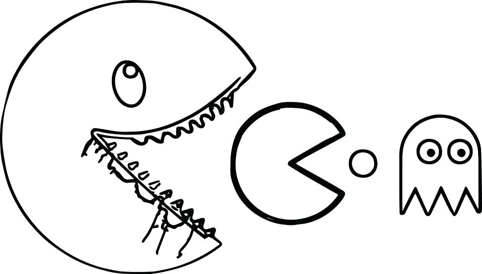974x554 Big Pac Man Coloring Page Pacman Pages Large Size