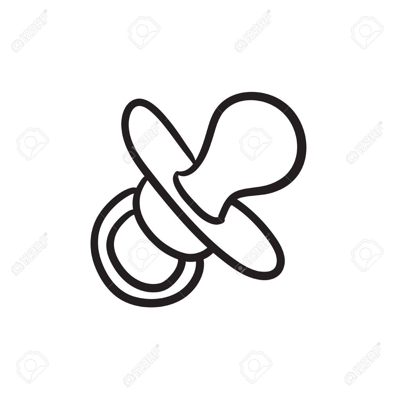1300x1300 Baby Pacifier Vector Sketch Icon Isolated On Background. Hand