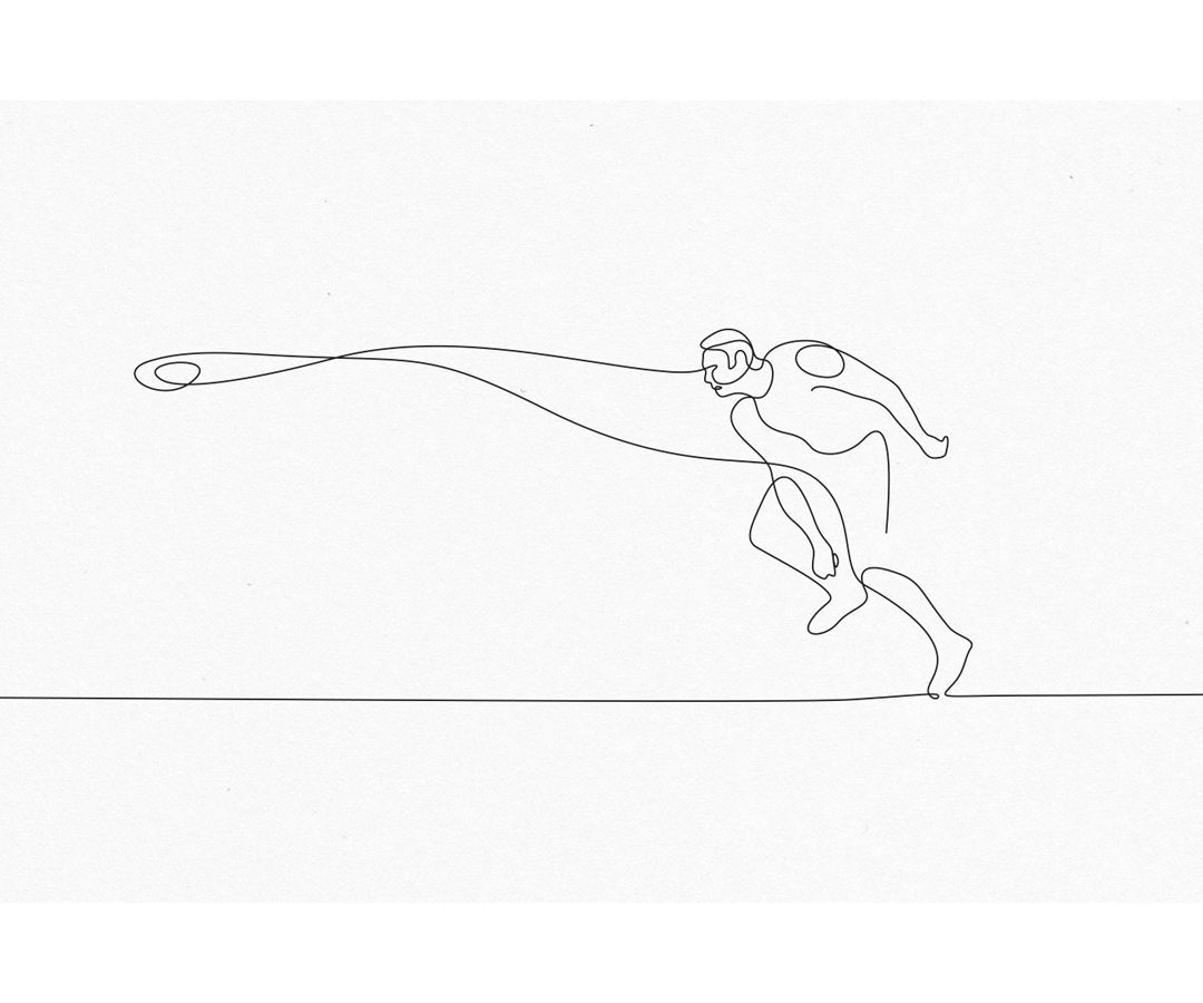 1080x900 Single Line Illustration, Cricket Player Drawing By One Line