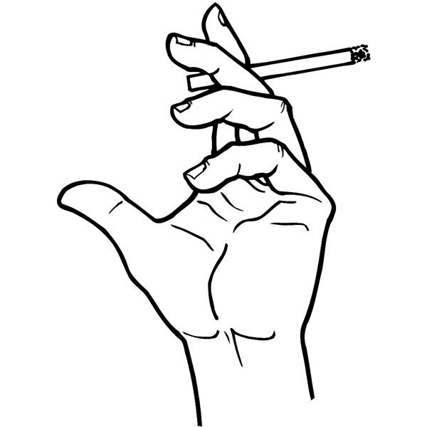 600x600 Hand Holding A Cigarette Vinyl Sticker. Customize On Line. Hands