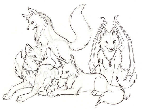 600x461 Wolf Pack Line And Sketch By Halo 2 Fan