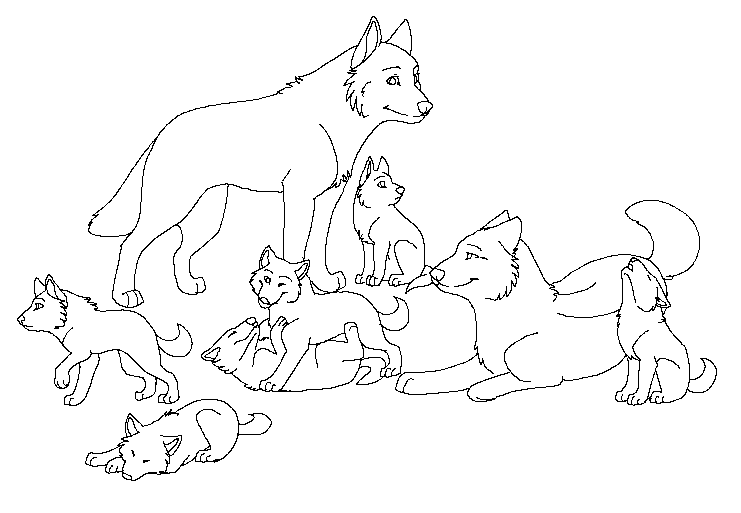 741x513 Free Wolf Pack Lineart By Machinewolf2