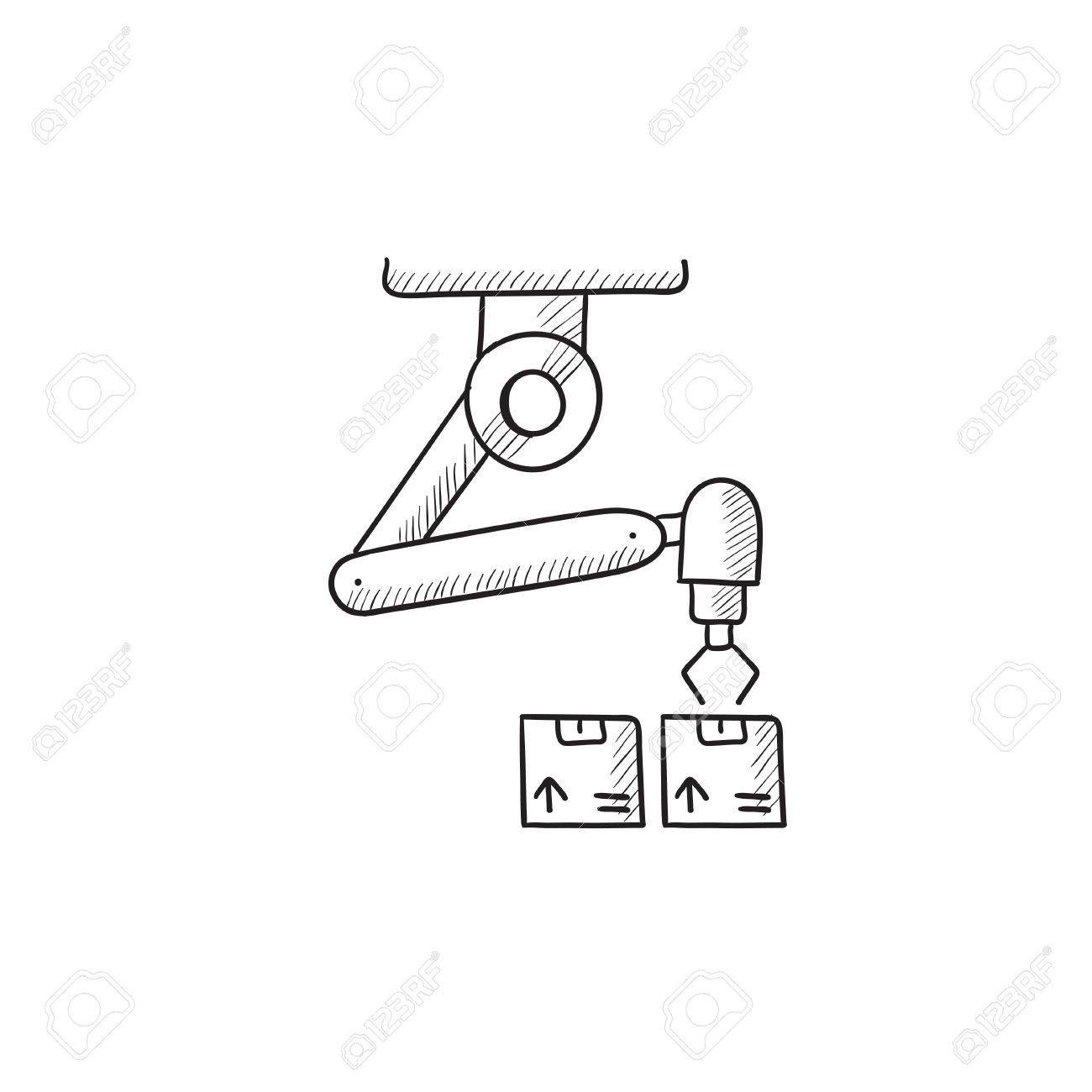 1300x1300 Robotic Packaging Vector Sketch Icon Isolated On Background