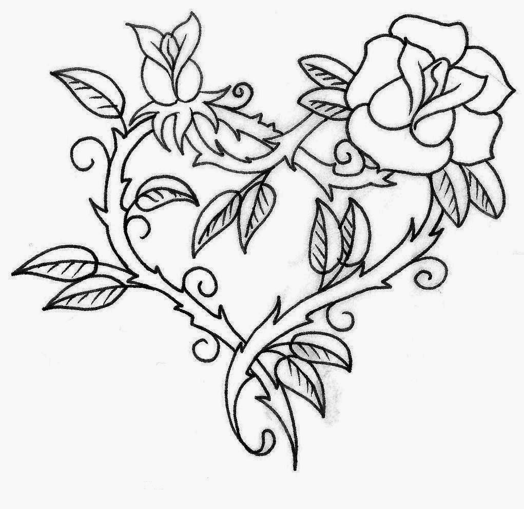 1021x990 Rose Vine Drawing Designs Rose Heart Pattern Paintable Mouse Pad