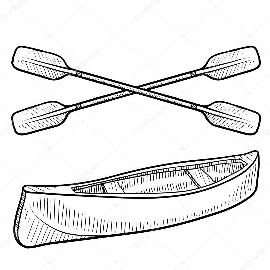 1024x1024 Canoe And Paddle Sketch Stock Vector Lhfgraphics