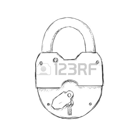 450x450 Vector Illustration Of A Lock Drawn In Sketch Technique. Eps