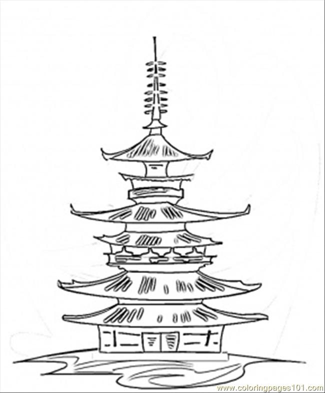 650x787 High Pagoda Coloring Page