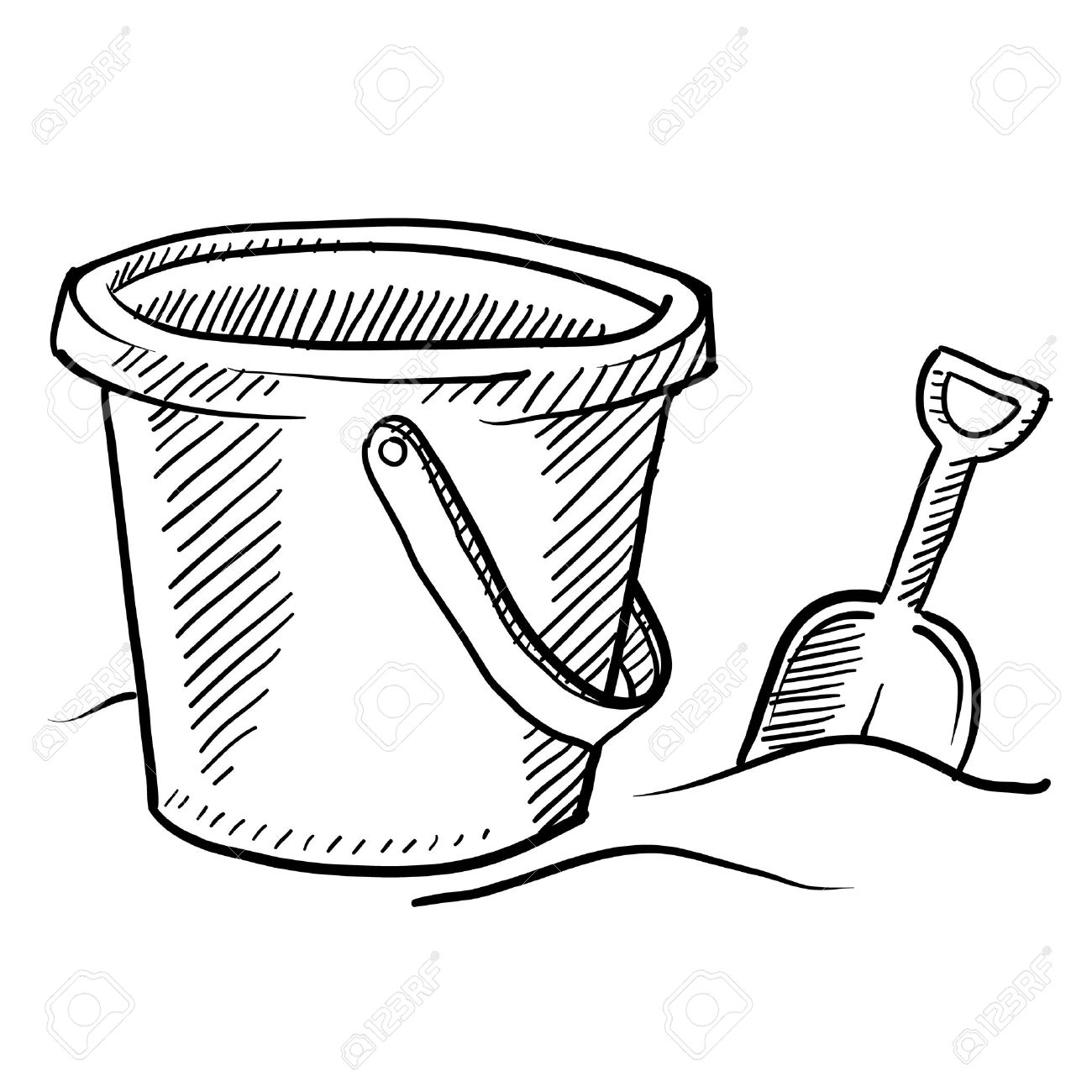 1300x1300 Doodle Style Children's Beach Sand Castle Bucket And Shovel