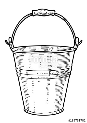 354x500 Bucket Illustration, Drawing, Engraving, Ink, Line Art, Vector